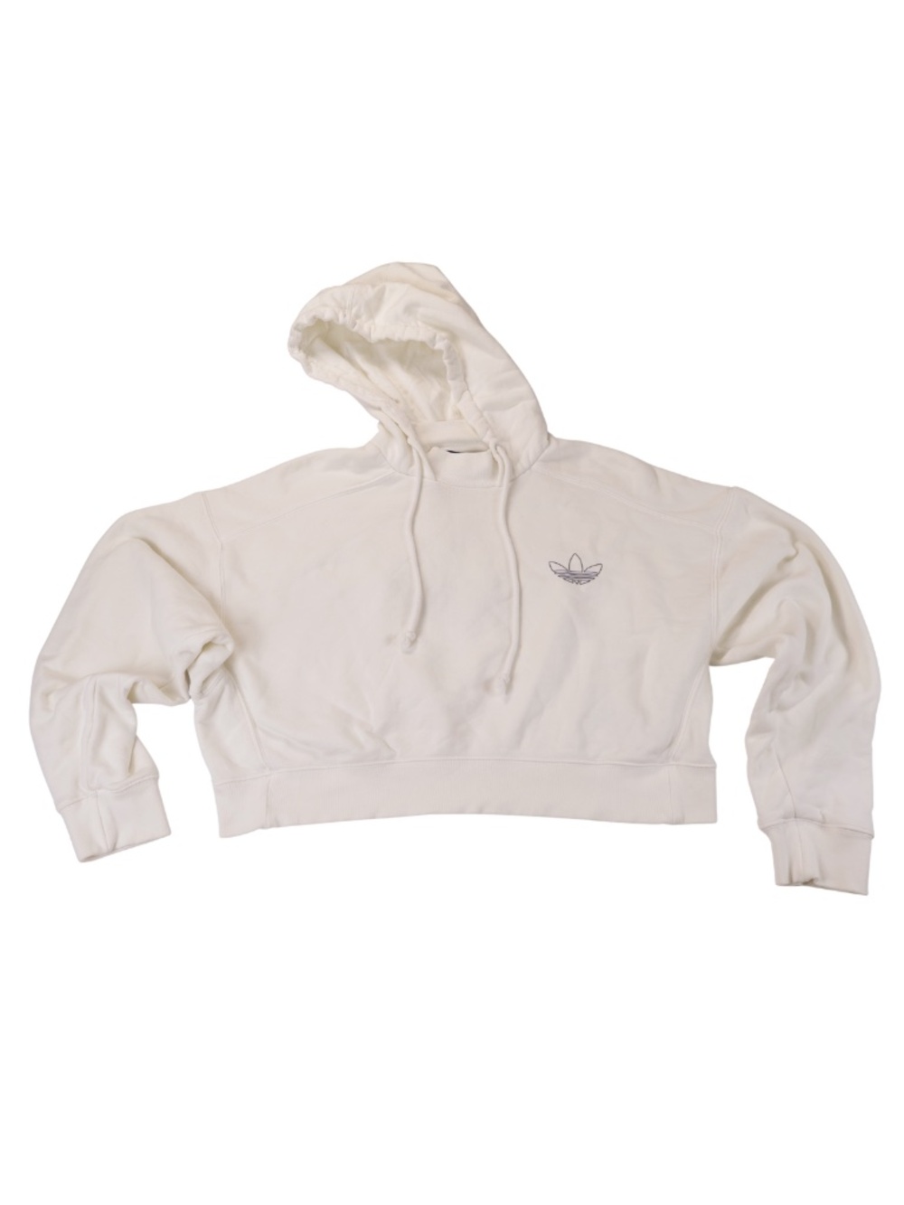 Adidas Originals Cropped Hoodie Medium White Trefoil Logo Sweatshirt